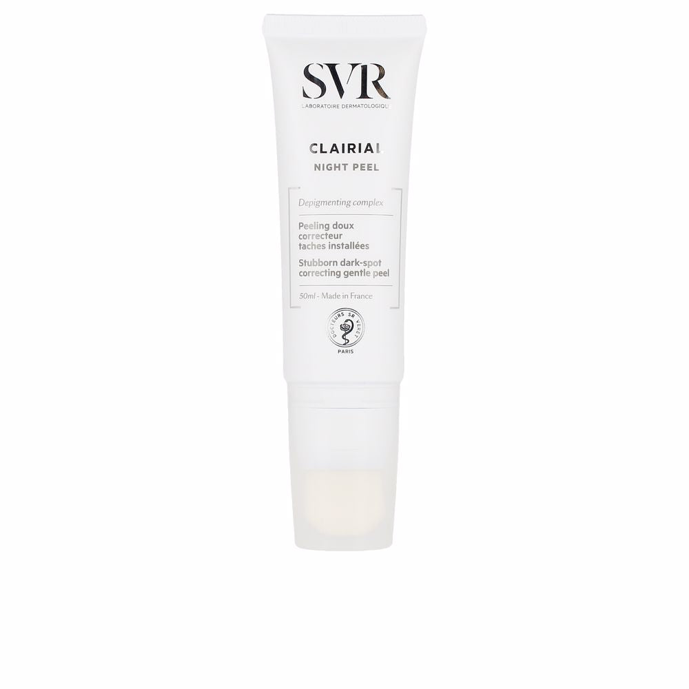 Slim glass bottle of enzymatic night peel serum, 50 ml, amber liquid