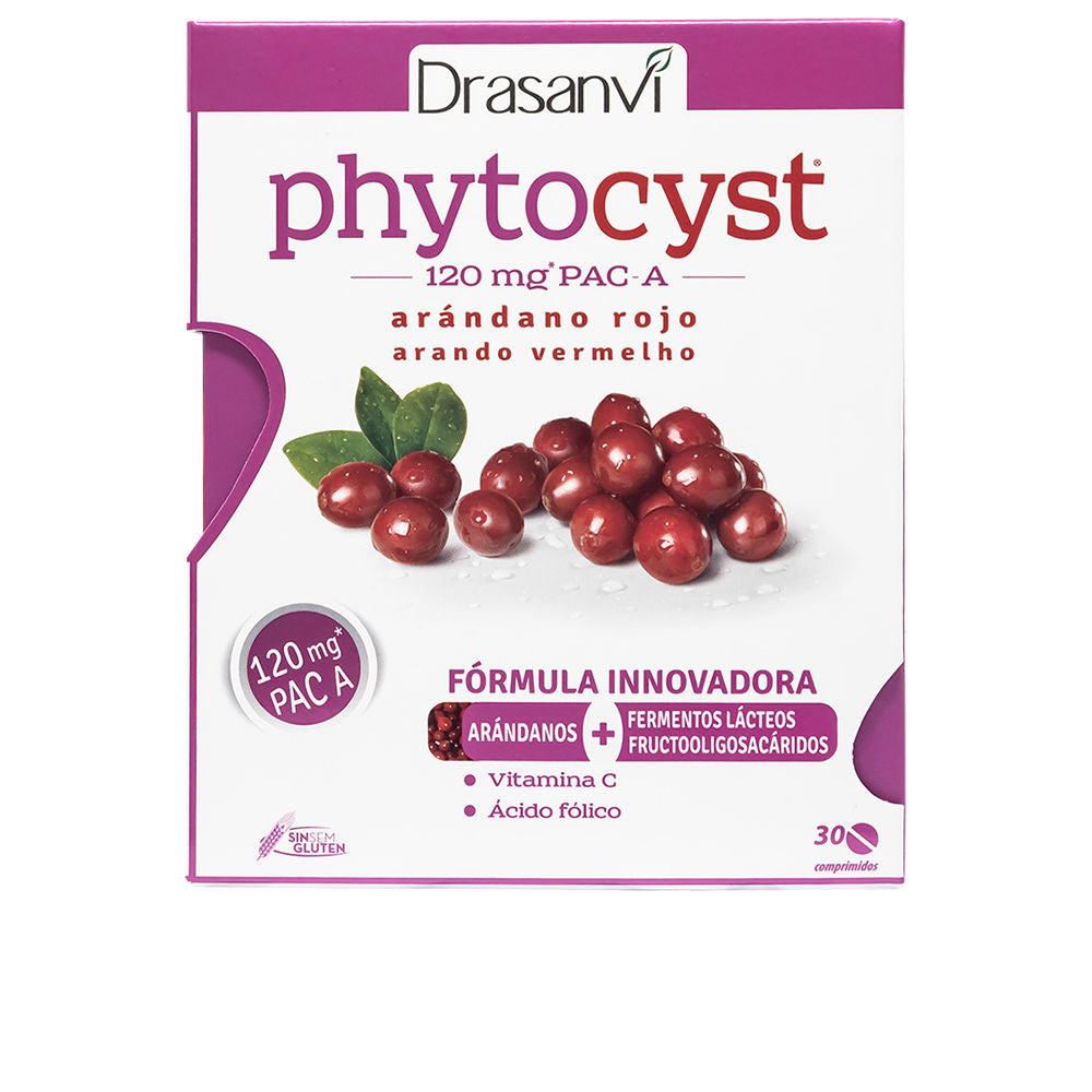 Drasanvi Glass bottle of cranberry supplement tablets with white label and red cranberry illustration