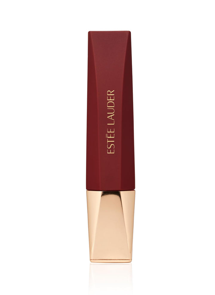 Slim tube of deep-red mousse matte liquid lipstick with precision doe-foot applicator