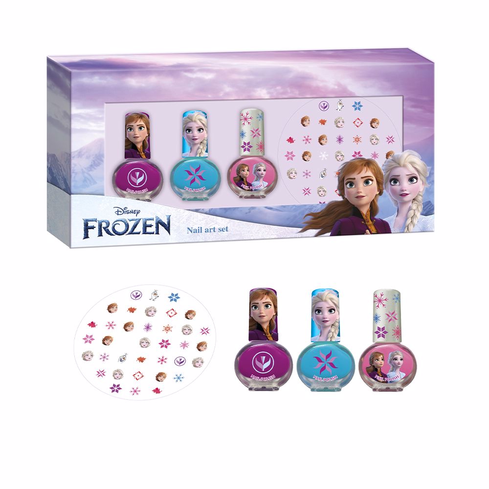 Four-piece children’s manicure kit with three coloured polishes and sticker sheet