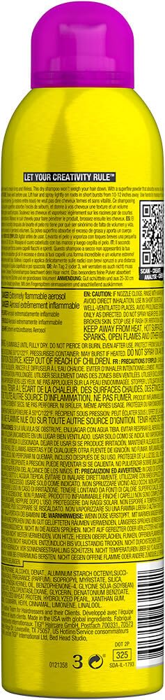 Matte dry shampoo aerosol bottle, 238 ml, for Unisex volume and texture