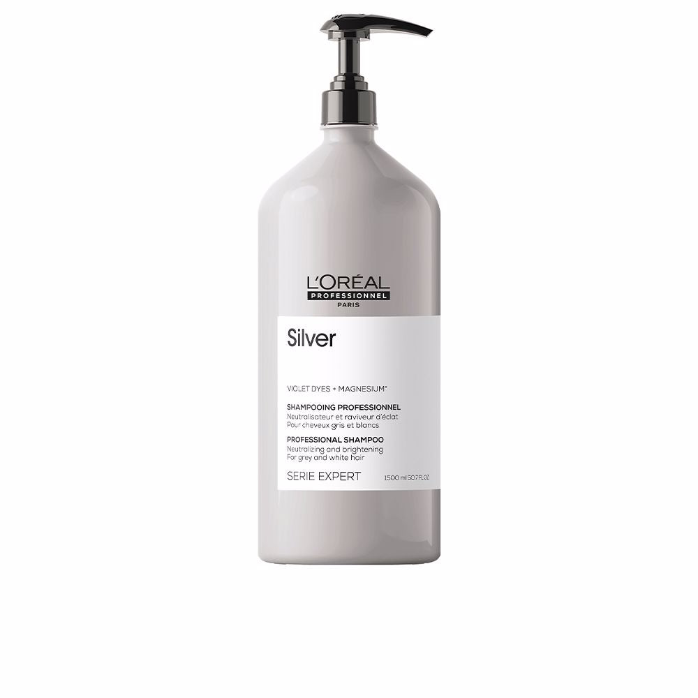 Large professional violet toning shampoo bottle for Unisex grey and silver hair