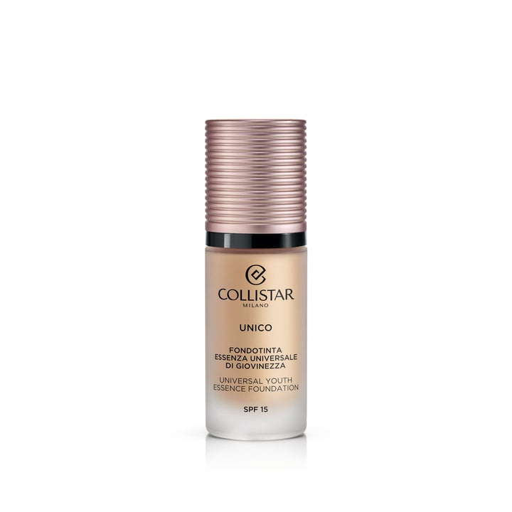 30 ml pump bottle of rosy beige fluid foundation, smooth texture