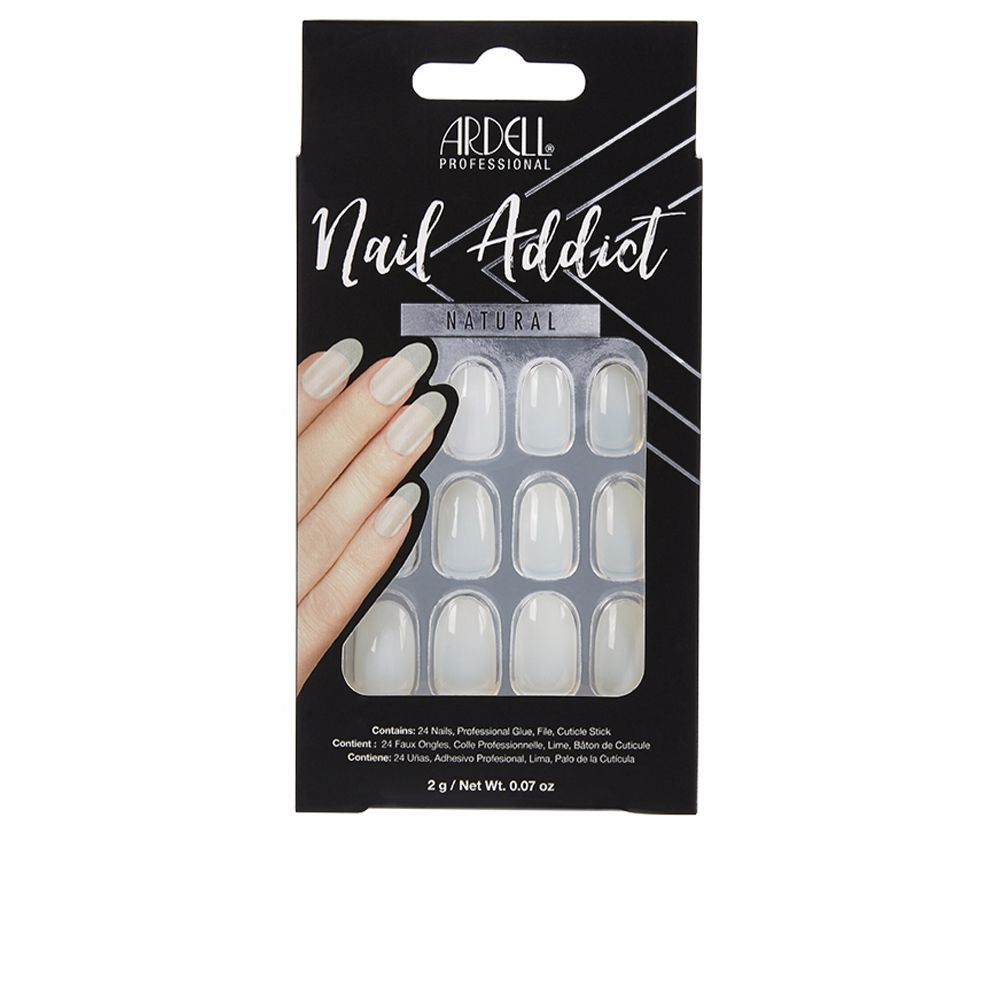 Set of oval natural press-on nails with designer finishes, unisex