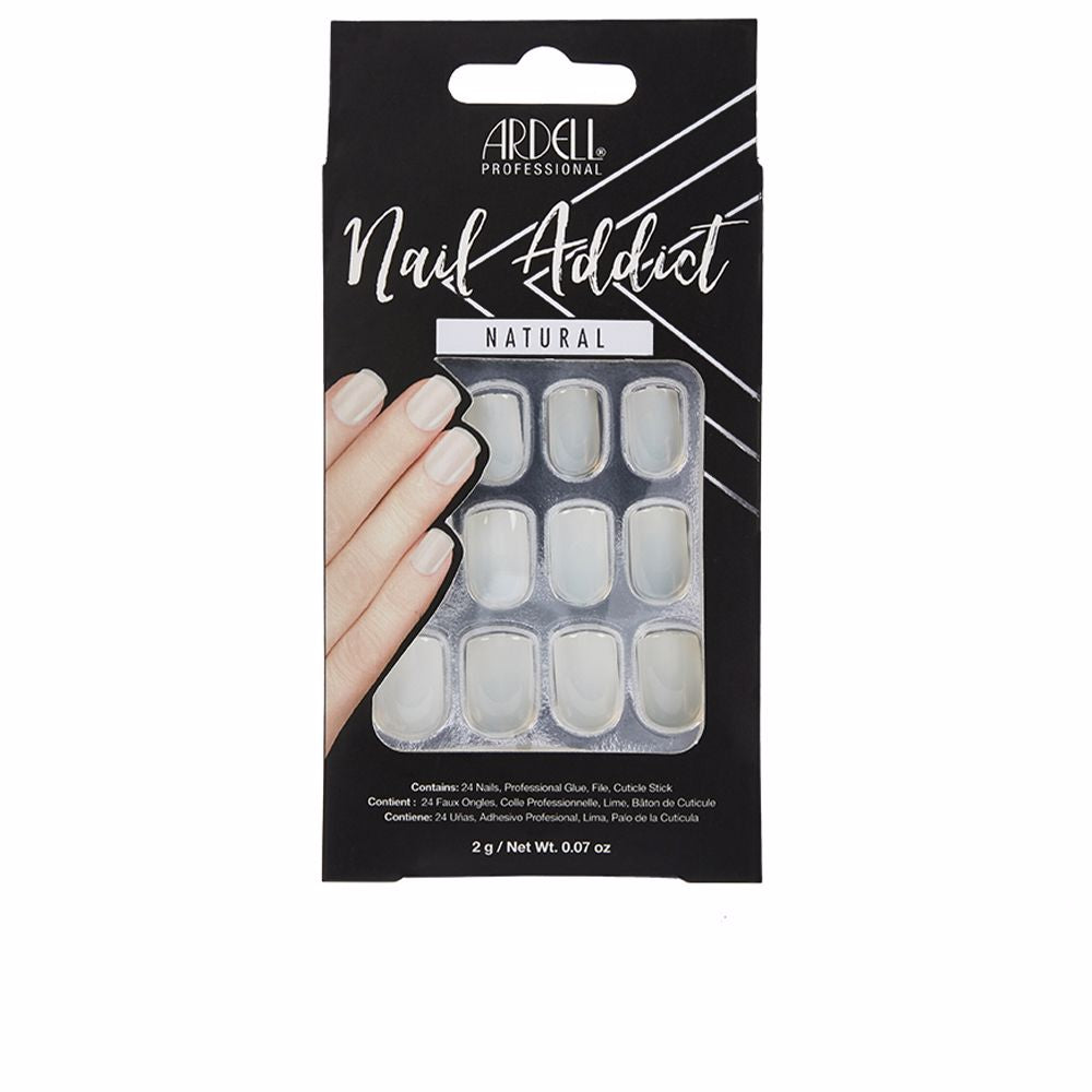 Set of natural-length square press-on false nails with refined finish, single pack