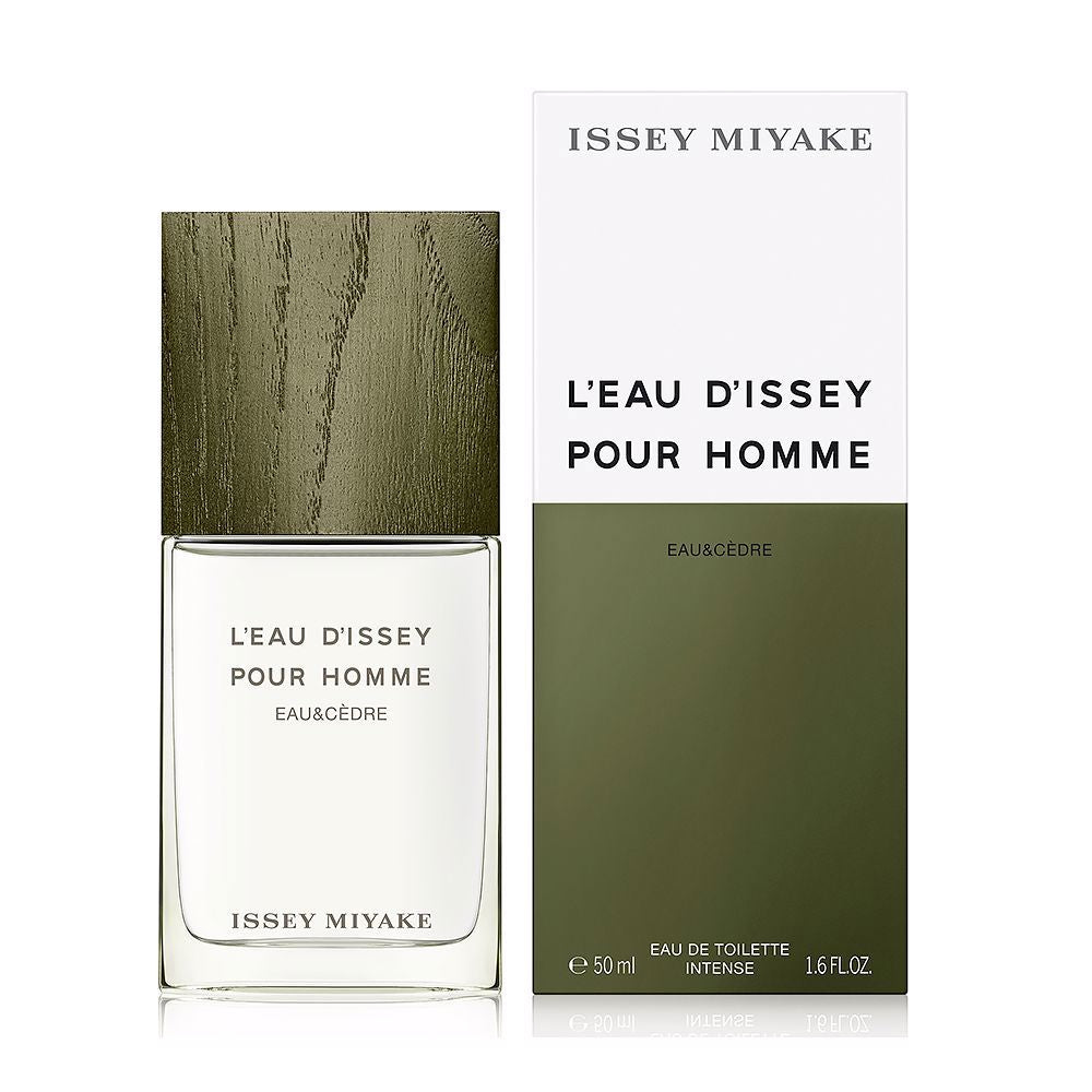 Minimal khaki 50 ml eau de toilette bottle with ash-wood cap, cedar-inspired scent
