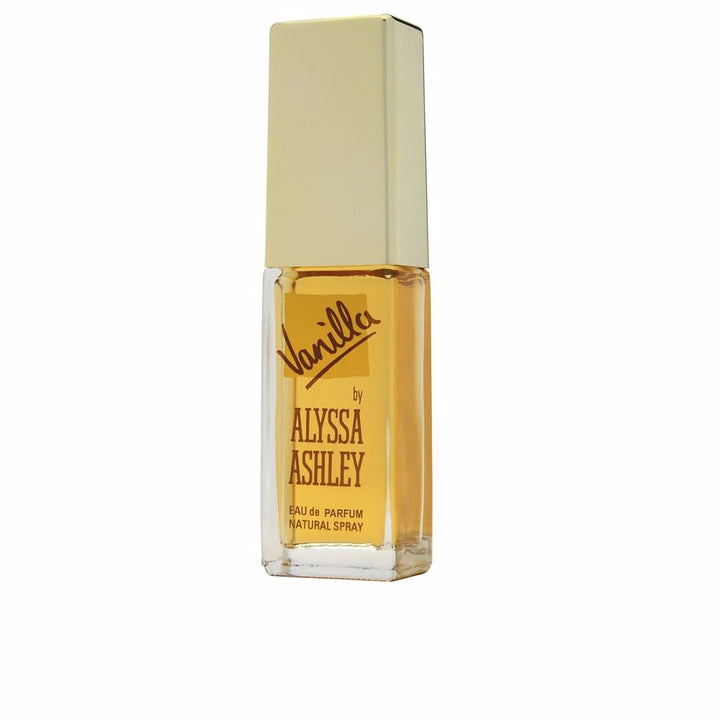 Minimalist 25 ml vanilla eau de parfum bottle with warm amber liquid