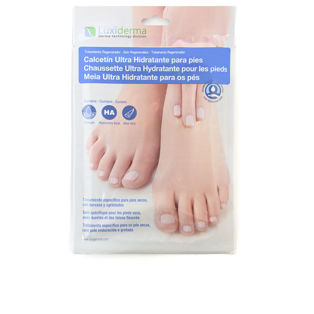 Pair of hydrating treatment socks; hyaluronic formula, shea butter, 30-minute use, Unisex