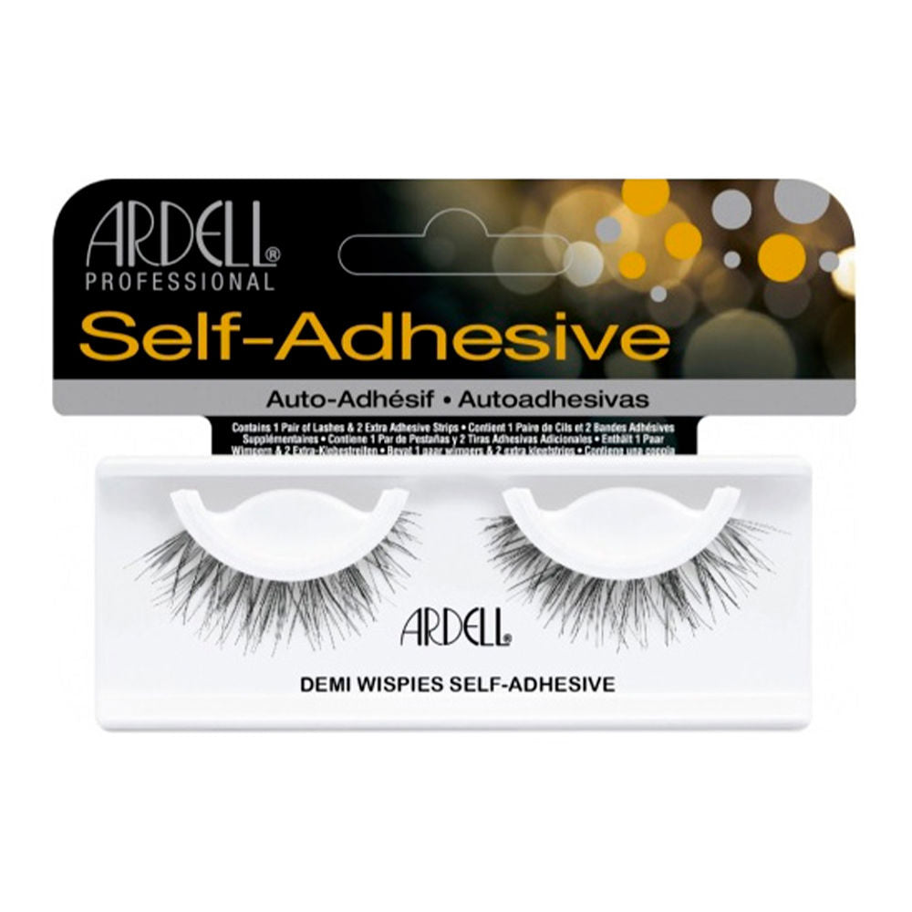 Pair of reusable hand-tied natural false lashes in storage tray, light-volume clusters
