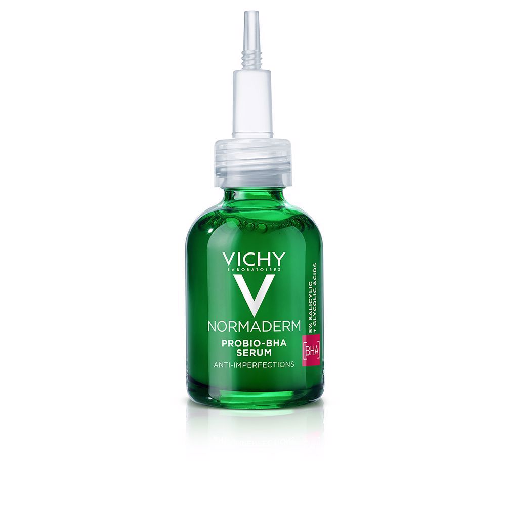 30 ml serum bottle, clear liquid, exfoliating BHA and probiotic formula