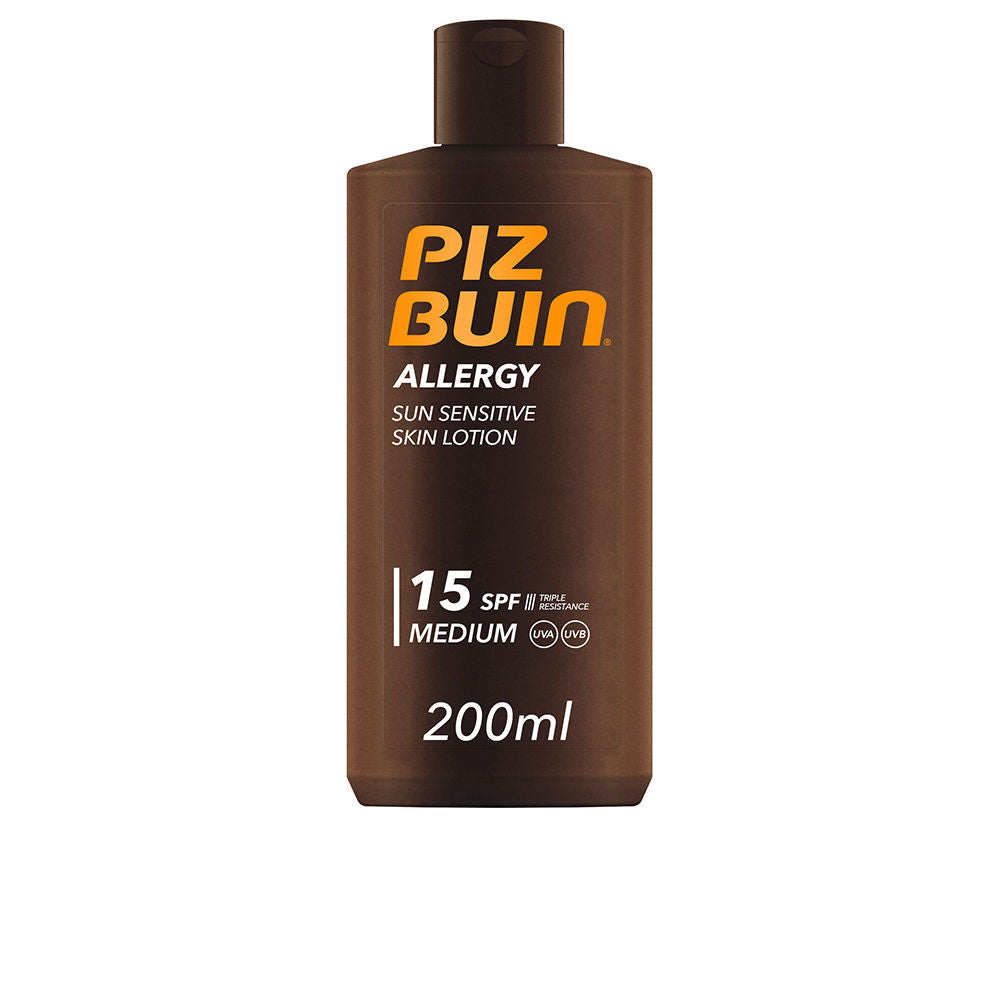 Tube of Piz Buin Allergy Lotion SPF 15 for sensitive skin, light lotion texture