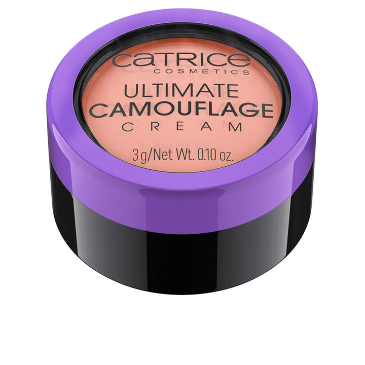 Small 3 g peach-correcting cream concealer in purple compact, smooth texture