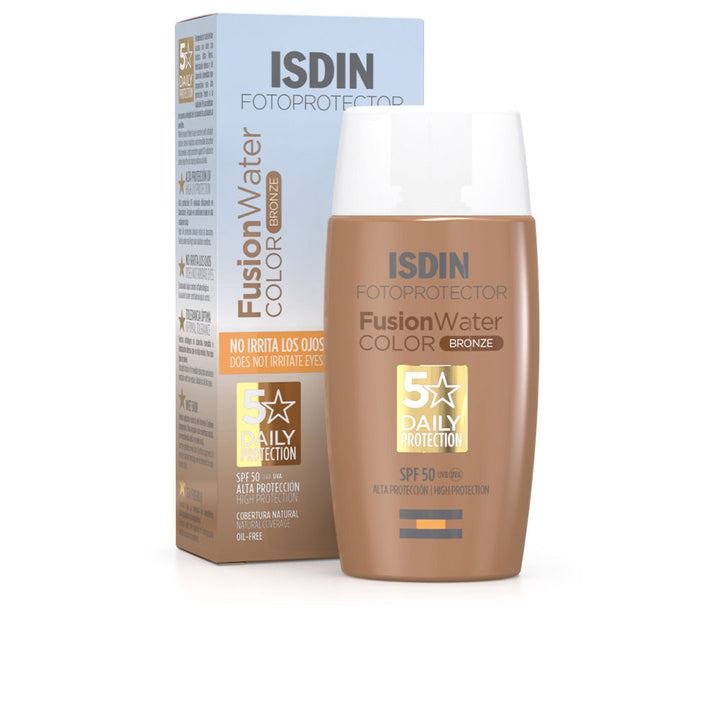 50 ml bronze-tinted water sunscreen tube, SPF 50, Unisex daily photoprotector