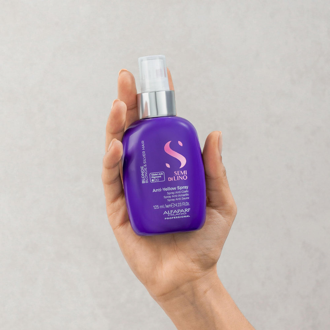 125 ml purple toning leave‑in spray for neutralising yellow tones in blonde and silver hair