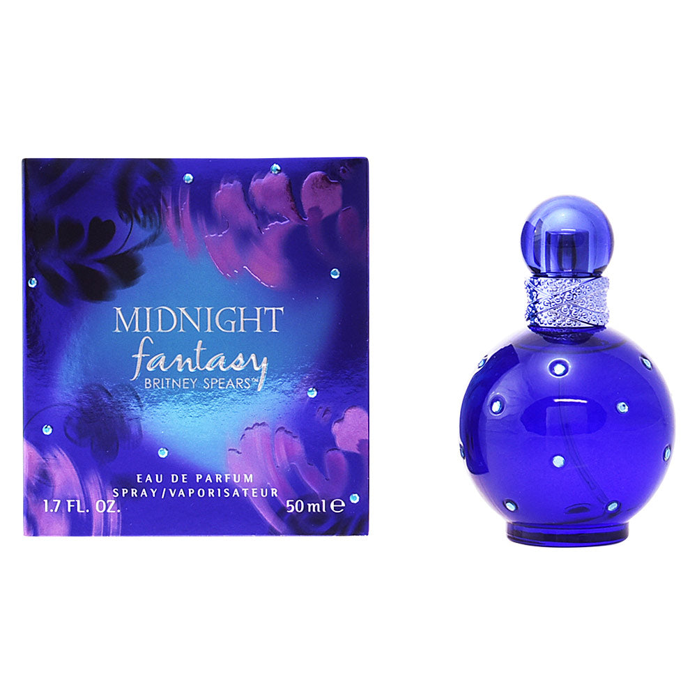 Rounded deep-blue perfume bottle with crystal accents, 50 ml, floral-fruity scent