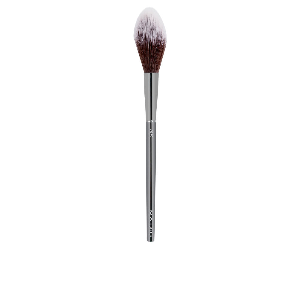 Tapered conical synthetic face brush with long soft fibres, compact handle