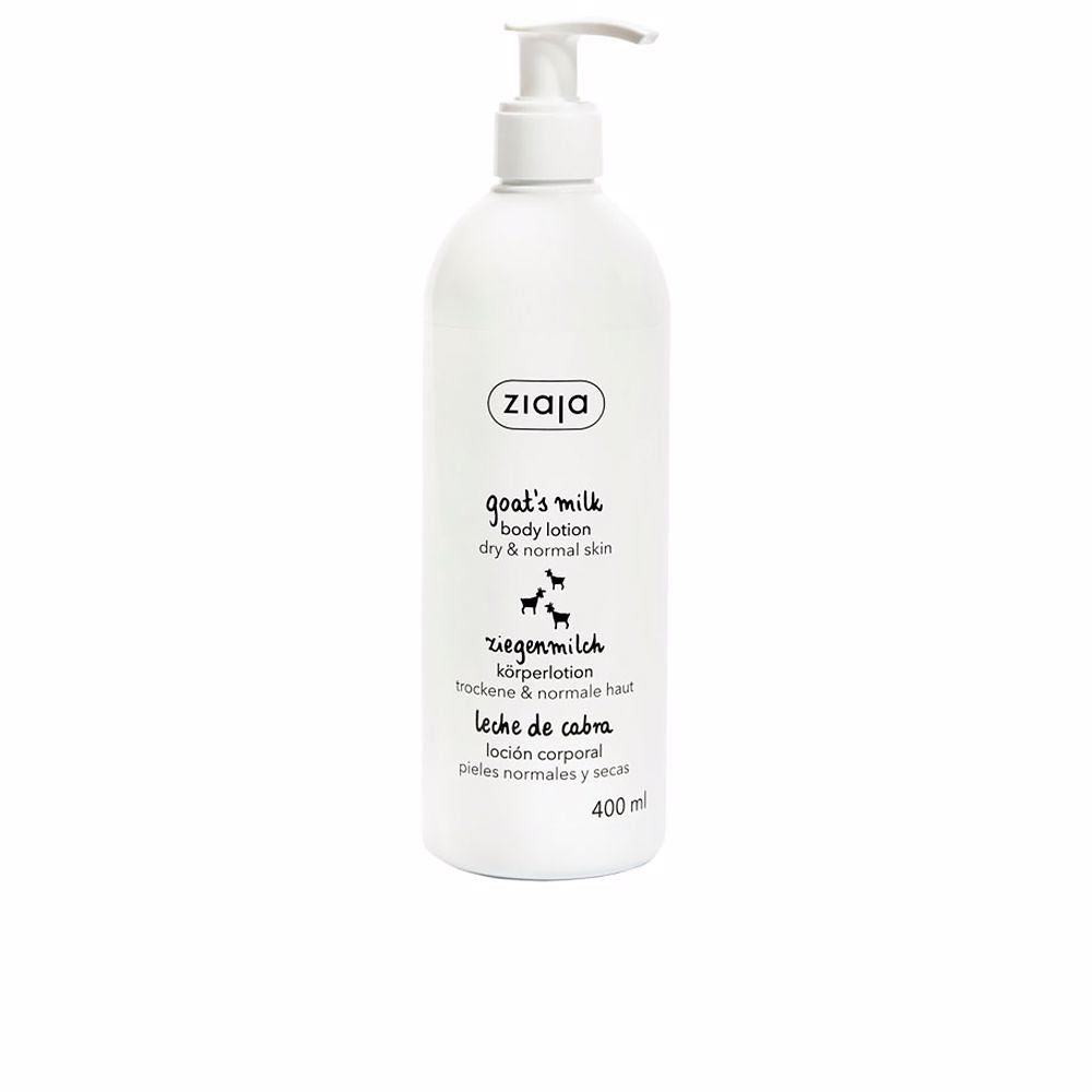 400 ml white bottle of goat milk body lotion for Women, hydrating emulsion