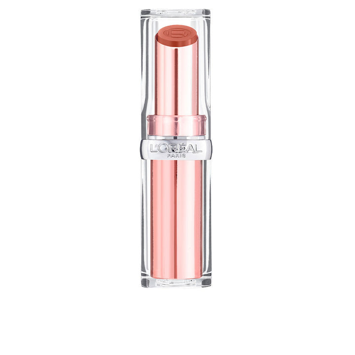 Tinted balm stick in warm brown shade with glossy finish, 3.8 g