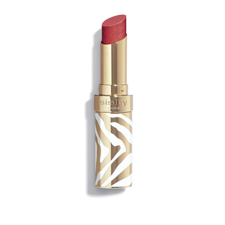 Refillable sheer coral lipstick in white and gold zebra-striped case, 3.4 g, Unisex