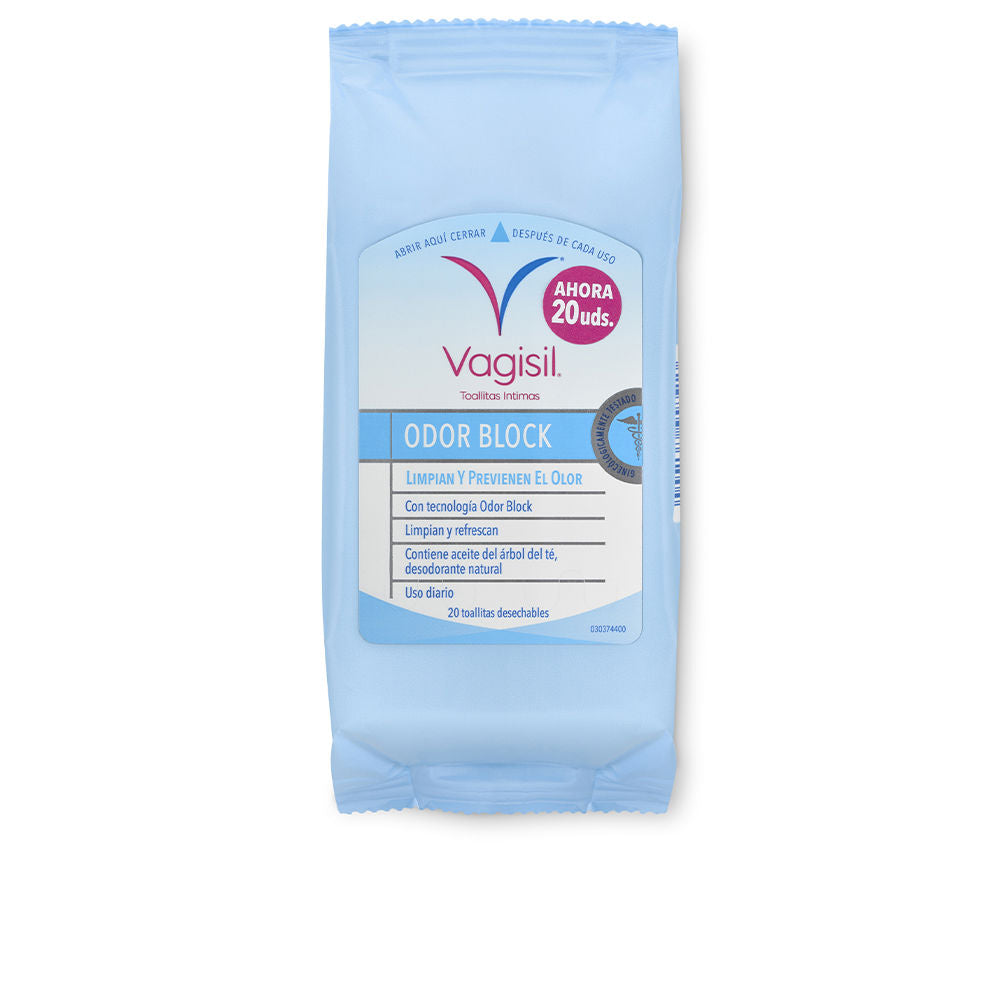 Pack of 20 chamomile and tea tree intimate wipes for Women, pH‑balanced
