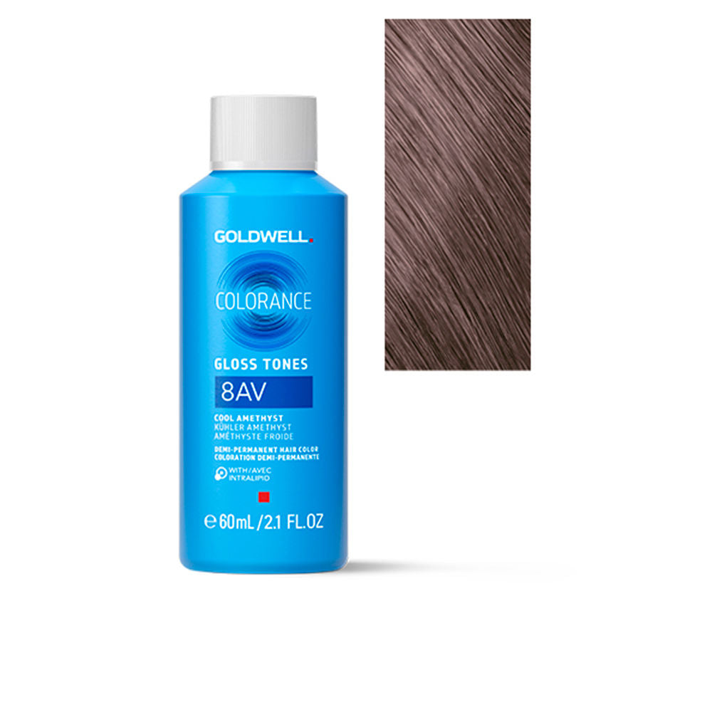 Tube of 8AV light ashy blonde demi‑permanent hair colour, 60 ml, glossy finish