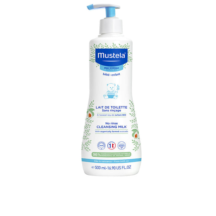 500 ml bottle of cleansing milk with organic avocado and sunflower oil, unisex baby care