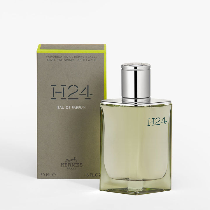 50 ml lacquered moss-green refillable perfume bottle with grey case