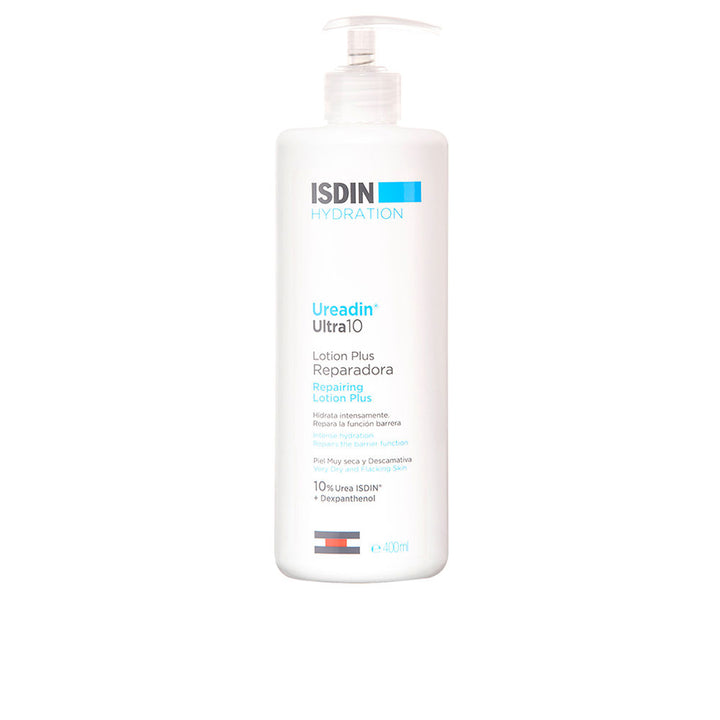 400 ml pale cream lotion bottle labelled Urea 10% reparative body lotion, Unisex
