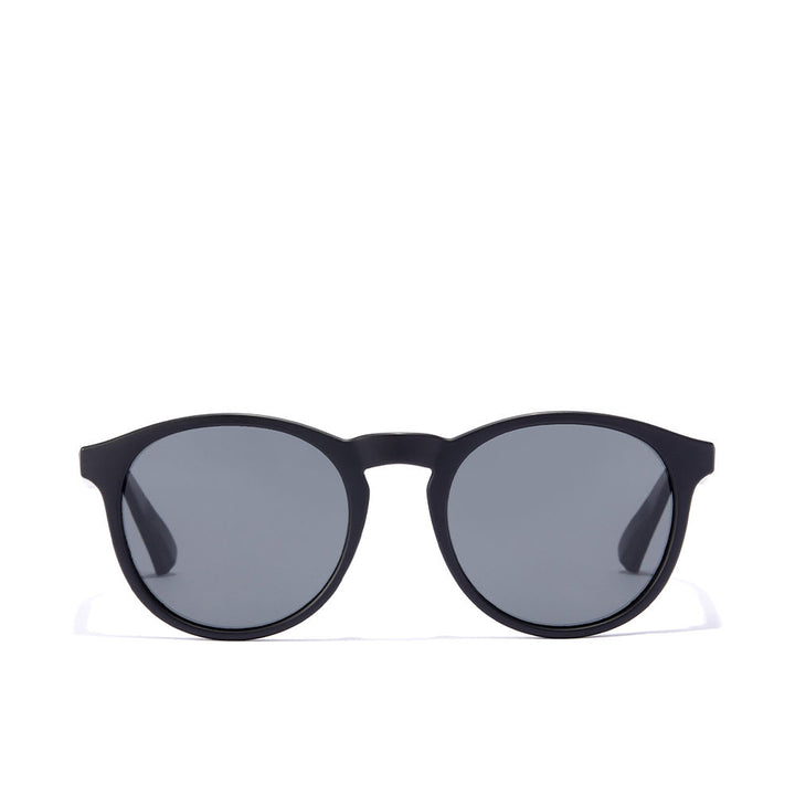 Rounded black polarised sunglasses with acetate frame and microfibre pouch, Unisex
