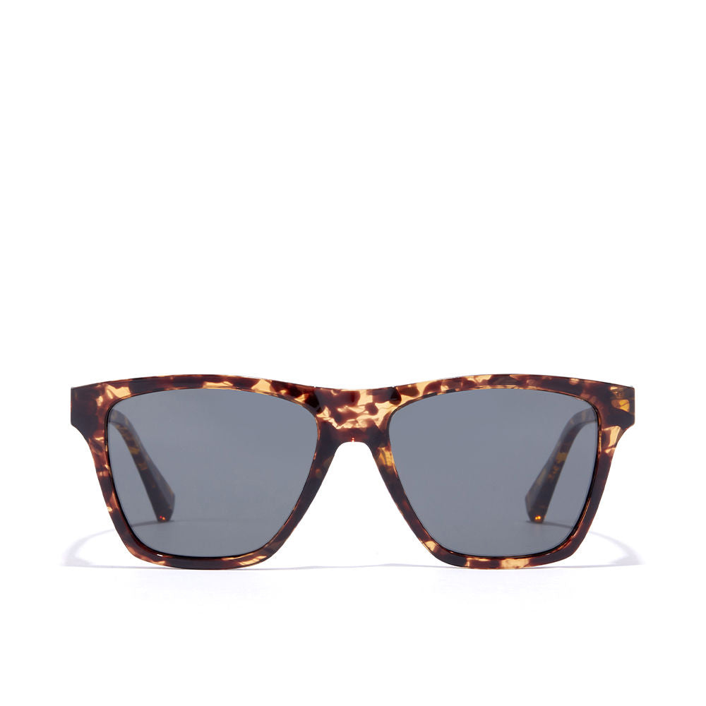 Transparent square sunglasses with mirrored green lenses, Unisex, includes microfibre pouch