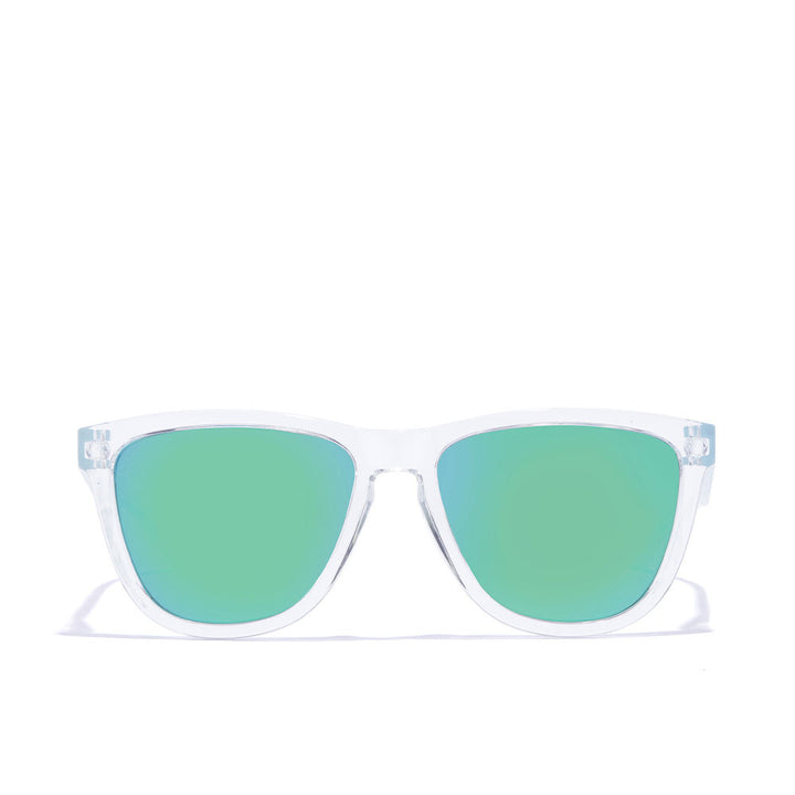 Transparent air-emerald square sunglasses, polarised lenses, Unisex profile