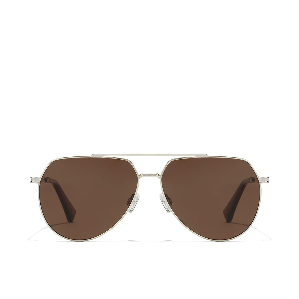 Black stainless‑steel aviator sunglasses, polarised lenses, Unisex