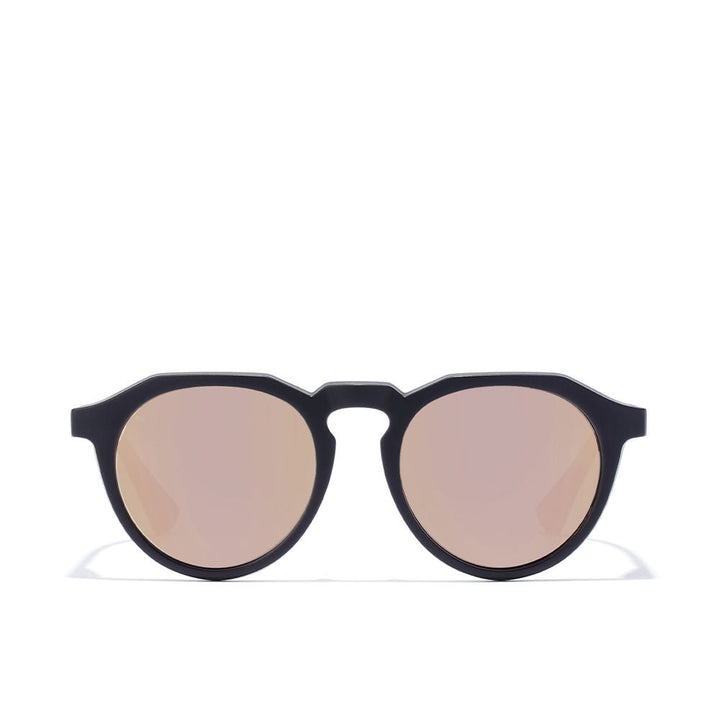 Round carbon black nylon sunglasses with polarised lenses, 52 mm lens