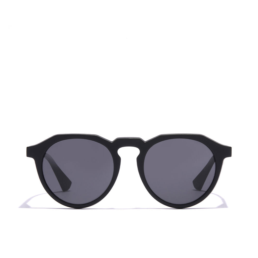 Round carbon black nylon sunglasses, polarised lenses, Unisex, 52 mm