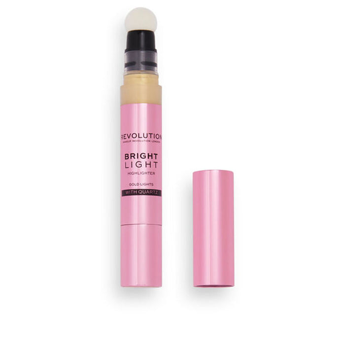 3 ml gold-liquid highlighter tube with sponge applicator, quartz-infused shimmer