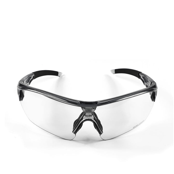 Grey-black TR90 sport sunglasses with five interchangeable lenses and hard case