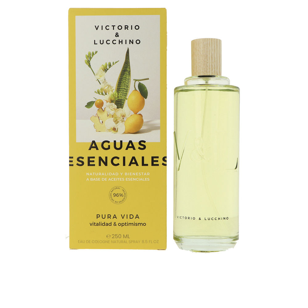 Clear cylindrical glass 250 ml perfume bottle with light wood cap, citrus fragrance.