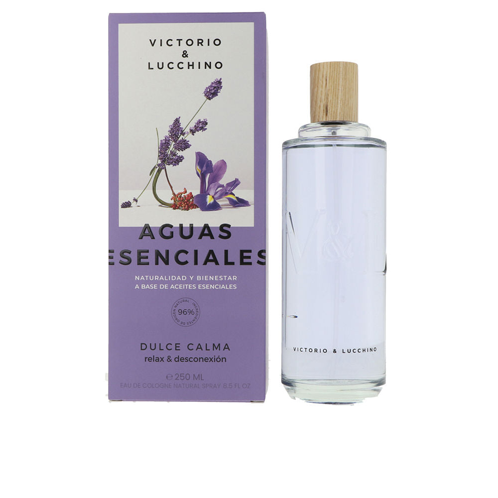 Clear cylindrical 250 ml Eau de Toilette bottle with light wood-effect cap, aromatic lavender fragrance
