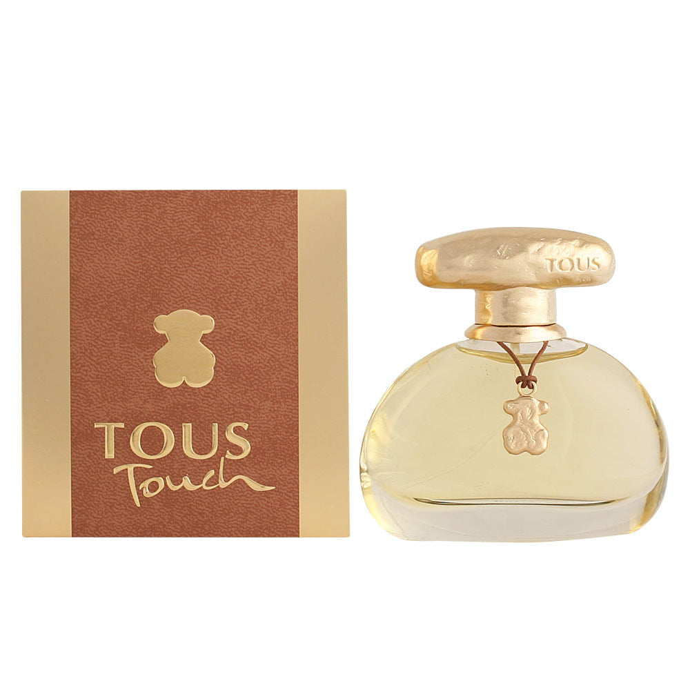 Oval amber-tinted glass perfume bottle with gold cap and pendant, 30 ml