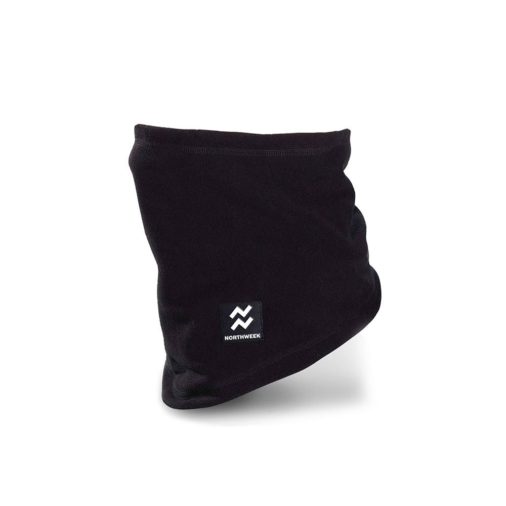 Black microfleece unisex neck gaiter, embroidered logo, 25×25 cm