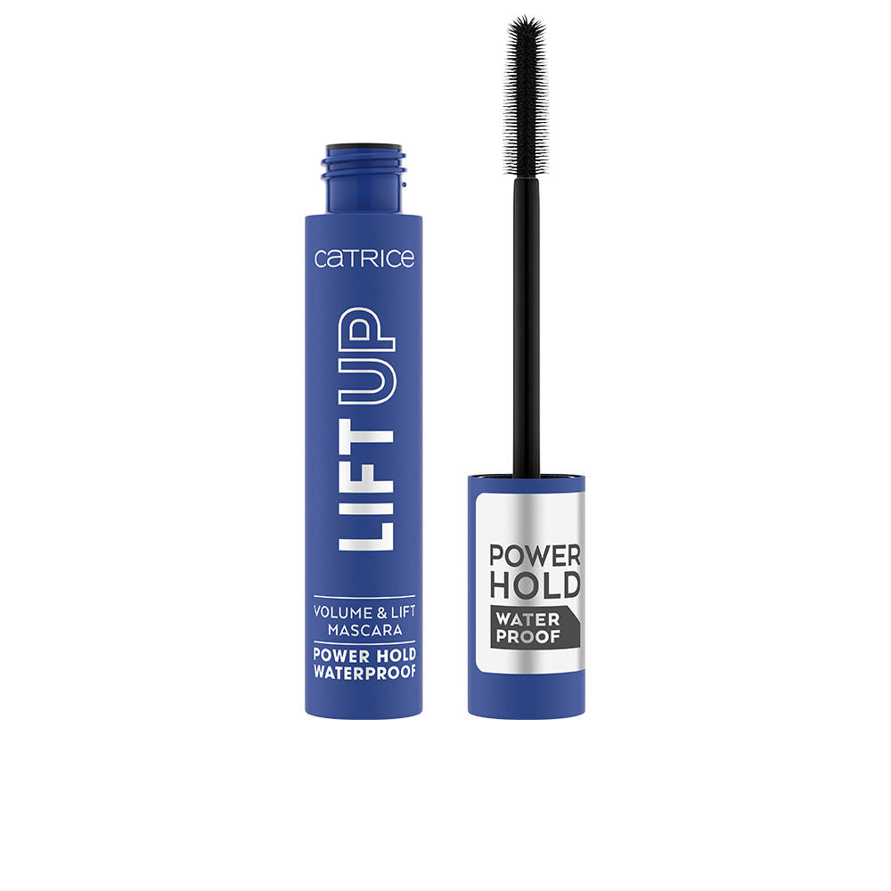 Curved wand mascara tube, black waterproof formula, 11 ml, conditioning oils