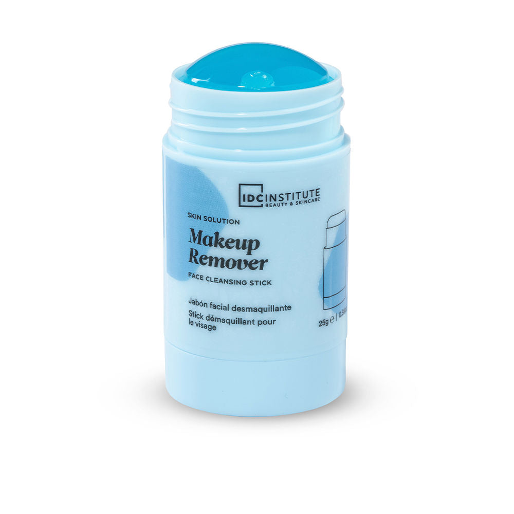 IDC Institute Light blue plastic twist-up makeup remover stick with rounded top and printed label, .