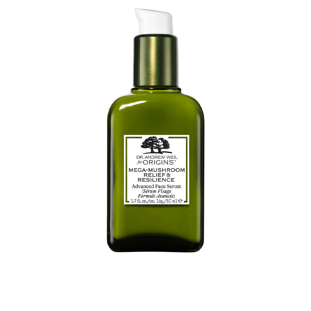 50 ml glass bottle of balancing serum with mushroom and seaweed ingredients visible