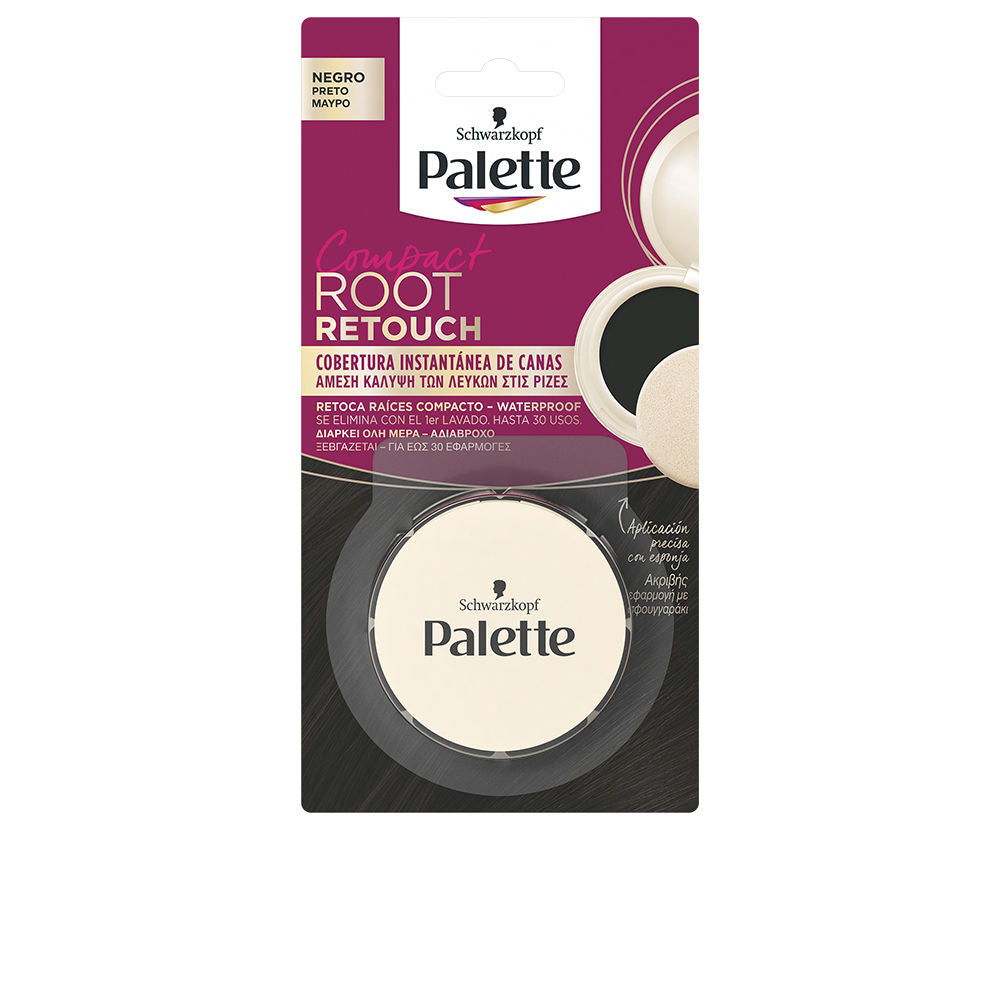 Small black compact root retouch powder with sponge applicator, 3 g