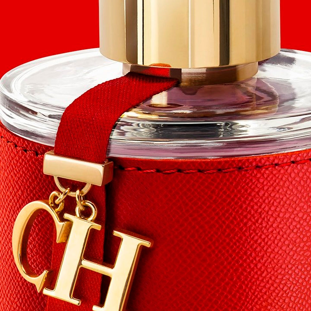 Leather-wrapped perfume bottle with golden cap, 50 ml, Floral Oriental scent