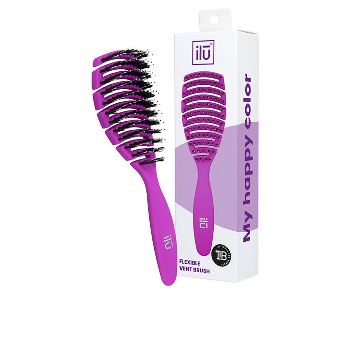 Purple flexible vent brush with ergonomic handle and vegan bristles
