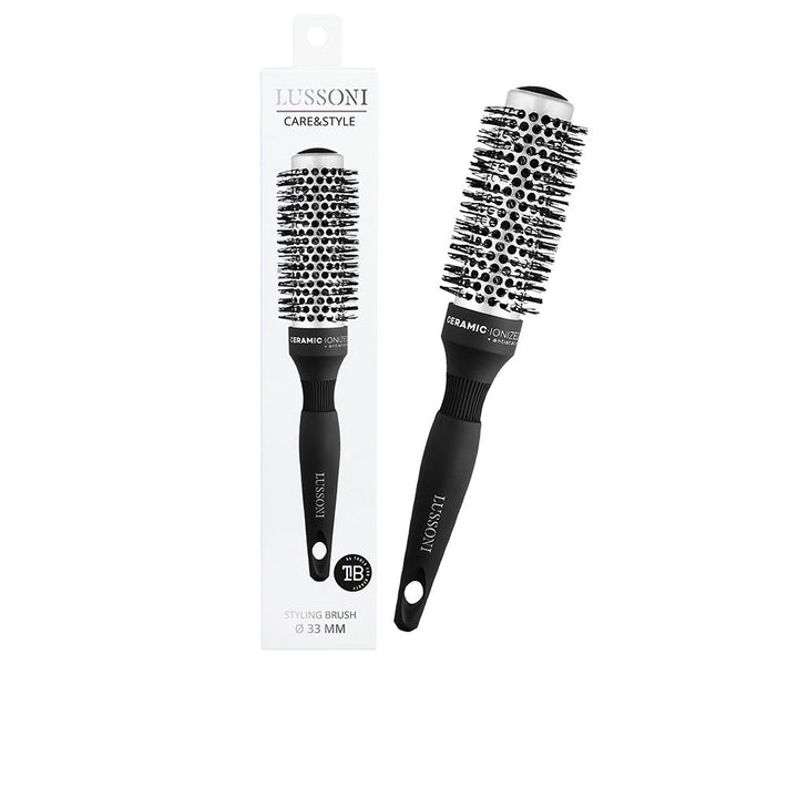 33 mm ceramic round styling brush with nylon bristles and lightweight handle