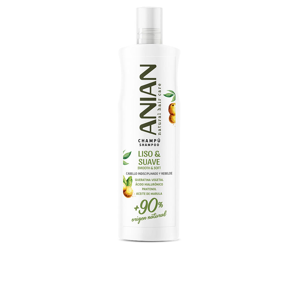 Tall 400 ml pump bottle of smoothing shampoo, keratin and hyaluronic key ingredients