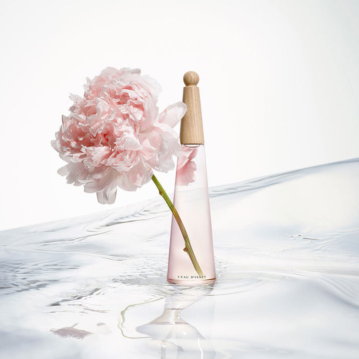 Blush glass perfume bottle with ash wood cap, 50 ml, floral-peony scent for Women