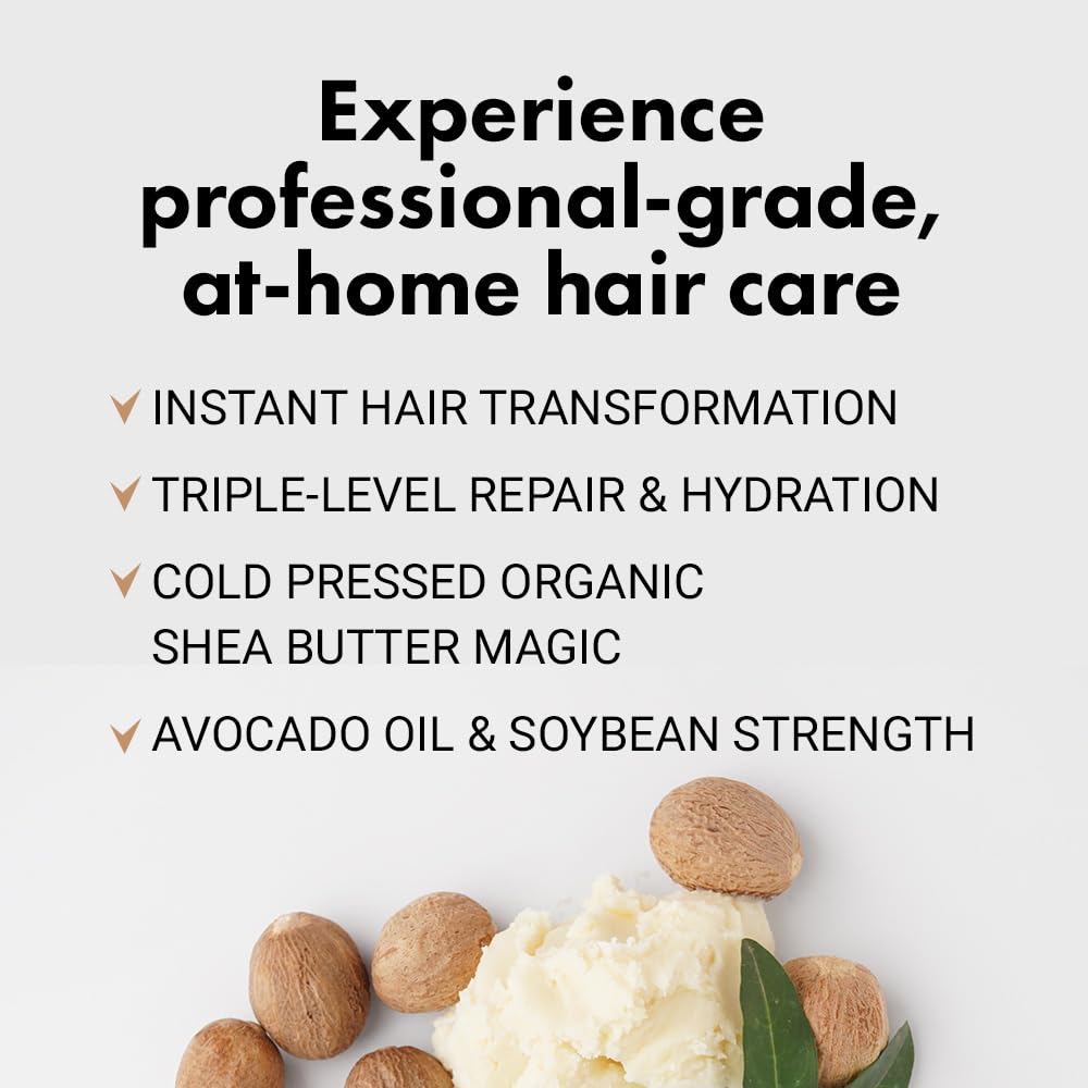 240 ml jar of shea and avocado hair treatment for damaged, coloured hair
